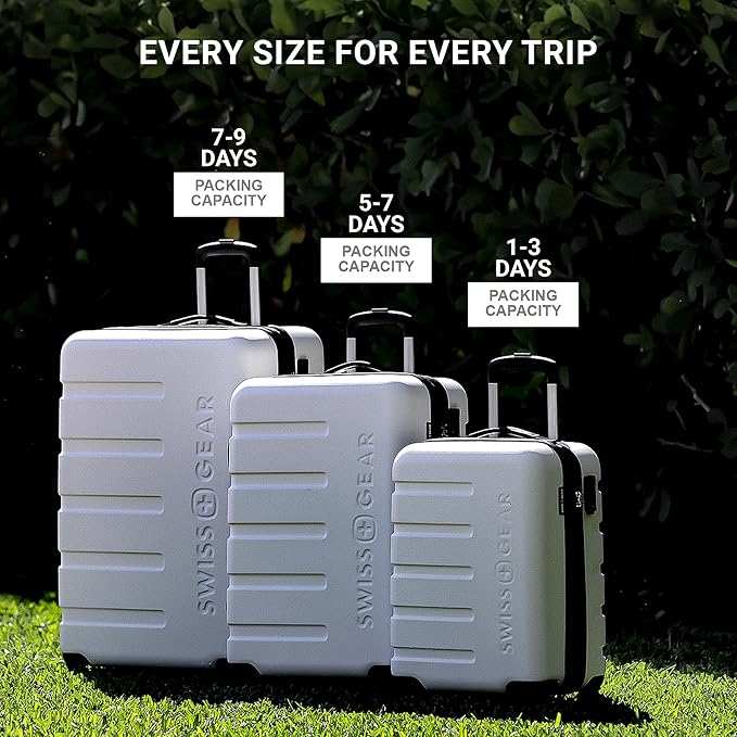 SwissGear 7366 Signature Hardside Expandable Luggage with Spinner Wheels, TSA Lock, Cup-Holder, Evening Haze, Carry-On 19-Inch