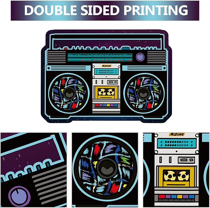 Zhanmai 26 Pieces 80s 90s Party Decorations Inflatable Boombox Radio Mobile Phone Gold Foil Chain Balloons 80s 90s Props Retro Cassette Headphones Player Cutouts for Hip Hop Party Supplies