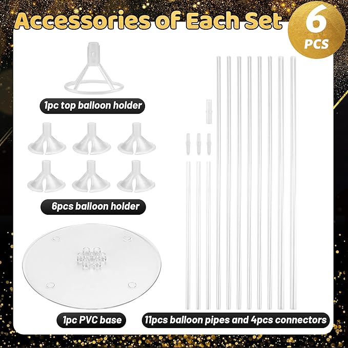 JOYYPOP 6 Sets Balloon Stand Kits, Balloon Sticks with Base Table Balloon Holders Centerpieces for Graduation Wedding Baby Shower Birthday Party Decorations