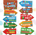 Hooqict 20 Pieces Gone Fishing Sign Fishing Birthday Party Decorations Welcome Direction Signs for Kids Summer Birthday Party Supplies Retirement Decorations Baby Shower Fish Cutouts