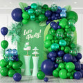 124pcs Blue and Green Balloon Arch Kit, Metallic Blue and Green Balloons with Confetti for Baby Shower Birthday Party Decoration