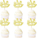 Ercadio 24Pcs Happy Easter Cupcake Toppers Glitter Golden Happy Easter Bunny Ears Cupcake Picks for Easter Day Theme Baby Shower Easter Birthday Party Cupcake Decorations