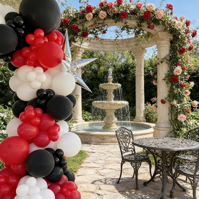 320 Pcs Red Black Balloons 12 Inch Black Red and White Bulk Latex Balloon, for Birthdays Weddings Party Graduation Racing Car Poker Card Decorations Supplies