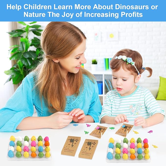 48 Sets Dinosaur Party Favors Funny Mini Dinosaur Toys Dinosaur Birthday Party Supplies 48 Pack Dino Eggs and 48 Hatching Card Bulk Gifts Novelty Birthday Party Decorations for Kids Boys Girls Toddler