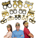 24Pcs Retirement Party Decorations Paper Glasses for Men Women, Black Gold Happy Retirement Paper Eyeglasses Party Supplies, Funny Farewell Retired Party Glasses Photo Props Decor