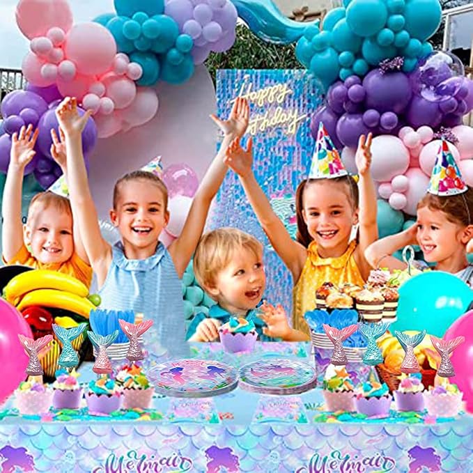 Mermaid Candy Lollipops - 12 Suckers Individually Wrapped - Great for Mermaid Party Favors - Goodie Bags for Kids Birthday - Candy Bar - Pretty Mermaid Tails Cupcake Toppers