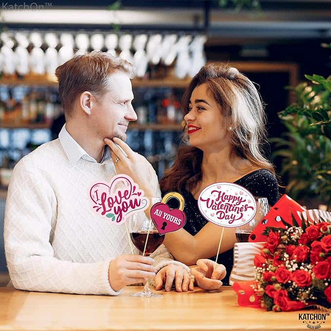 KatchOn, Pink Valentines Day Decorations Photo Booth Props- Pack of 28 | Valentines Day Photo Props, Valentine Day Decorations | Valentine Photo Booth Props, Valentine Day Props, Pink Valentine Decor