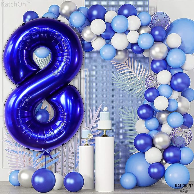KatchOn, Navy Blue Number 8 Balloon - 40 Inch | Number 8 Balloons for Birthdays | 8th Birthday Decorations Boy | Blue 8 Balloon Number, 8 Year Old Balloon | 8th Birthday Balloons, Eight Balloon Number