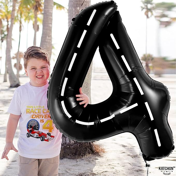 KatchOn, Giant, Construction Balloons - 40 Inch, Construction 4 Balloon | Construction Party Balloons, 4th Birthday Decoration Boy | Race Car Birthday Balloons, Race Car Birthday Party Decorations