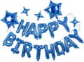HiParty 23pcs Birthday Balloons Banner, 3D Blue Premium Mylar Foil Ecofriendly Letter Happy Birthday Banner with 5pcs Star Balloons Kits for Kids Boys Men Adults Birthday Party Decorations Supplies