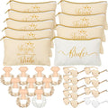 Sweetude 27 Pcs Bridesmaid Proposal Gift Bride Cosmetic Makeup Bags Bridal Hair Scrunchies Ties Heart Shape Sunglasses for Wedding Bachelorette Party Favor(Champagne, White)