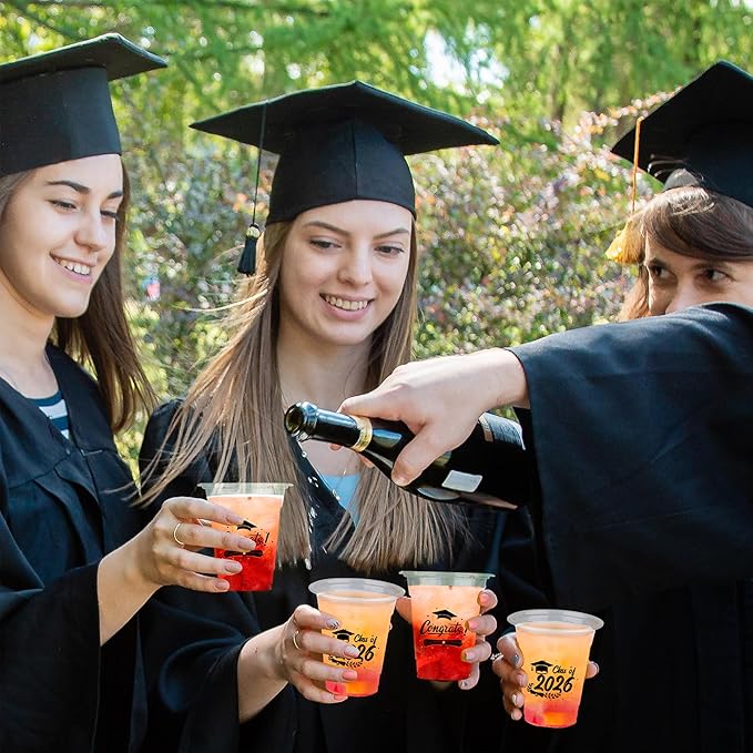 Ruisita 50 Pack Graduation Cups 12 Ounces 2026 Graduation Disposable Cups Plastic Graduation Drinking Cups, Graduation Party Favors