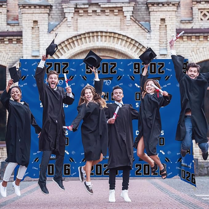 OHOME Graduation Decorations 2026 - Graduation Party Decorations 2026 - Disposable Plastic Blue Tablecloth for Class of 2026 Decorations Party Favors Supplies Banner,54" X 108",2 Pack