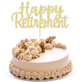 Gyufise Gold Glitter Happy Retirement Cake Topper Retirement Cake Decoration Picks for Retired Party Cake Decoration Party Supplies 1 Pack