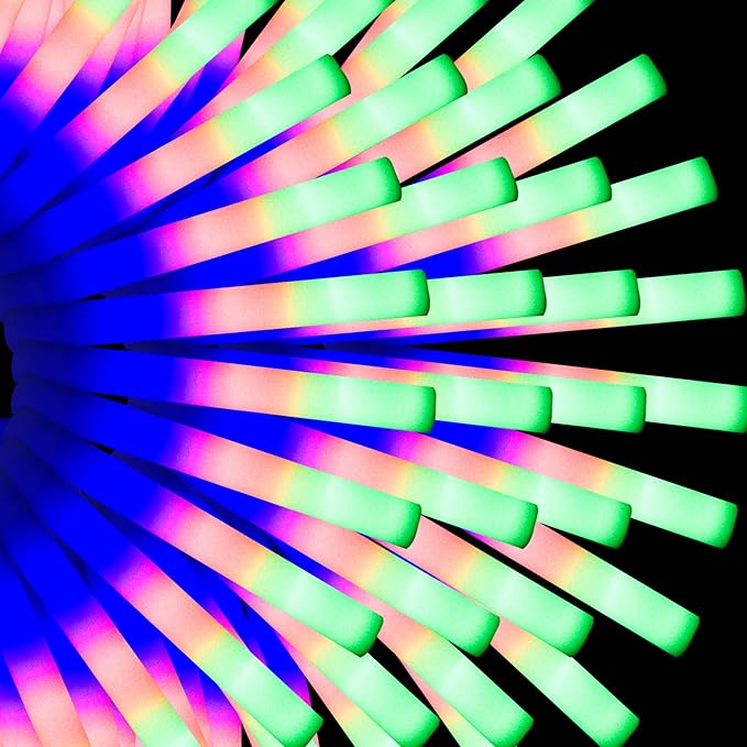 130-Pack White Foam Glow Sticks for Weddings - Bulk LED Light Up Party Glow Wands, Reception Props - Glow Sticks for Adults, Dance, Concerts, Raves.