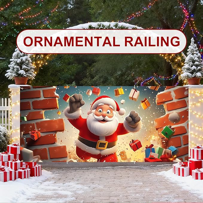 6 x 13 ft Christmas Garage Door Decorations Merry Christmas decorations Xmas Garage Door Cover, Happy New Year Hanging Banner for Home,Outdoor,Indoor,Party (Santa Claus, 6 x 13 ft)