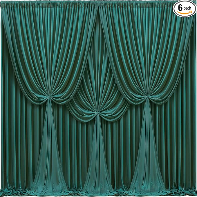 24x10FT Hunter Green Backdrop Curtains for Wedding Parties, Wrinkle Free Polyester Photography Backdrop Drapes for Baby Shower Birthday Parties Stage Background Stand Decorations 4x10ft,6 Panels