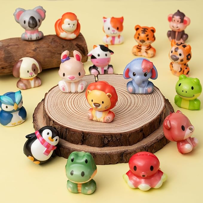 Party Favors for Kids 24PCS Safari Animal Squishy Toys,Goodie Bag Stuffers, Pinata Stuffers,Birthday Gifts for Boys & Girls,Treasure Chest Prizes,Classroom Prizes for Kids