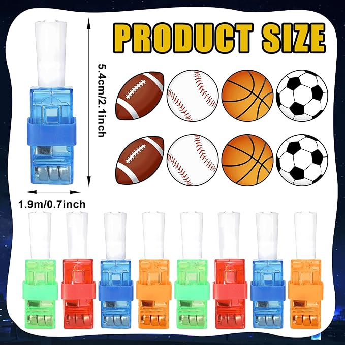 36 PCS Sport Party Favors Football LED Light Up Finger Lights, Glow in the Dark Basketball Baseball Soccer Party Finger Flashlight Bulk for Sport Goodie Treat Bag Stuffers Game Birthday Party Supplies