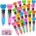 24pcs Valentine's Day Hearts Pens Cute Cartoon Multicolor Pen Fun 4-in-1 Pens Bulk Be Mine Love XOXO Valentines Stationery Party Favors School Supplies Students Rewards