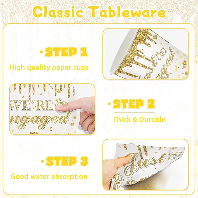 140Pcs Engagement Party Decorations He Asked She Said Yes Decorations Happy Engagement Plates and Napkins Tableware Set Wedding Proposal Decor Serves 20 Guests