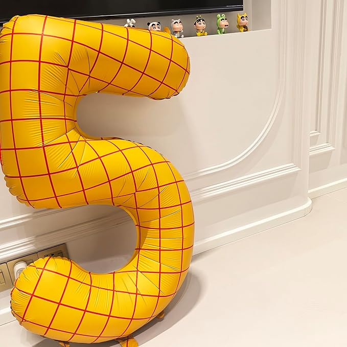 40-Inch Large Number Balloon Toy Inspired Story Matte Yellow Birthday Balloon Western Rodeo Party Supplies Boy Girl Story Anniversary Kids Birthday Party Cowboy Farm Themed Baby Welcome Decorations