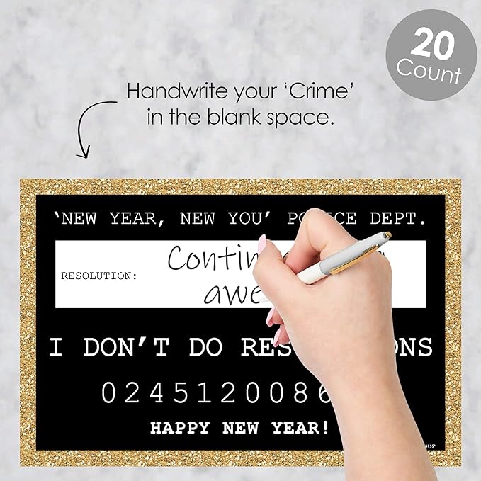 Big Dot of Happiness New Year's Eve - Gold - New Years Eve Party Resolution Mug Shots - Photo Booth Props Kit - 20 Count