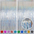 Melsan Silver Tinsel Backdrop Curtain, 3.2 ft x 8 ft Silver Foil Fringe Curtains, Sparkle Metallic Streamers for Disco Bachelorette Birthday Party Decorations, 2 Pack