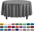 Exquisite 12-Pack Premium Plastic Tablecloth Pack of 12 - Premium Plastic Tablecloth 84 Inch Round Table Cover - Checkered