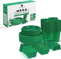 Grandipity 720 Piece Green Disposable Dinnerware Set, Plastic Dinnerware Set Includes 120 Count 9' Dinner Plates, 7' Dessert Plates, 12oz Cups, Forks, Knives & Spoons