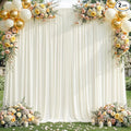 8x10FT Cream White Backdrop Curtains for Wedding Parties, Wrinkle Free Polyester Photography Backdrop Drapes for Wedding Baby Shower Birthday Parties Stage Background Stand Decorations 4x10ft,2 Panels
