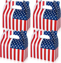 Whaline 12Pcs Patriotic Treat Box with Handle 4th of July American Flag Print Gift Boxes Independence Day Candy Goodie Boxes for Memorial Day Holiday Party Decorations