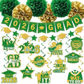 Green and Gold Graduation Decorations, 2026 Grad Banner and Congrats Grad Hanging Swirls, Green and Gold Graduation Banner Graduations Hanging Swirl College Graduations Party Decorations Class of 2026