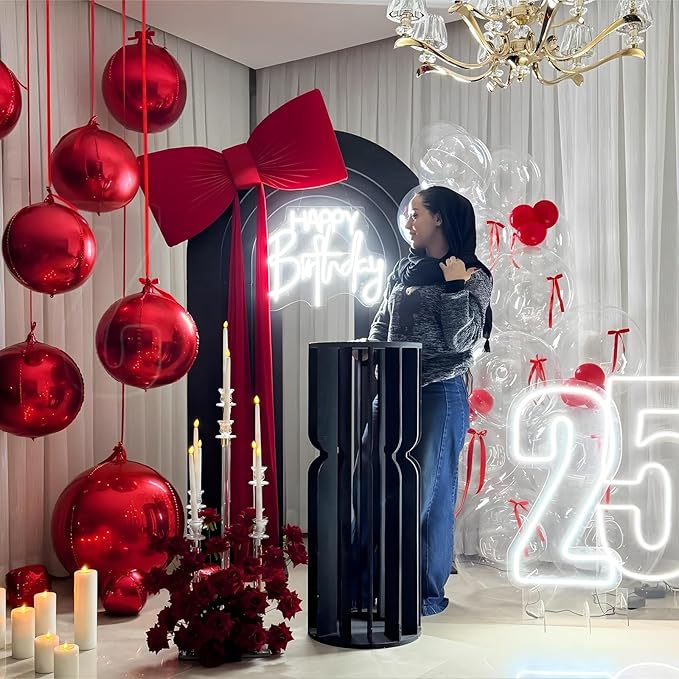 14 Pcs Red Round Foil Balloons 22/15/10 4D Ball Balloons Metallic Dark Red Balloon Ornament Mylar Balloon Chrome for Valentine's Day Birthday Graduation Wedding Anniversary Disco Party Decor