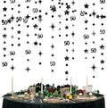 Black 50th Birthday Decorations Number 50 Circle Dot Twinkle Star Garland Metallic Hanging Streamer Bunting Banner Backdrop for 50 Year Old Birthday Happy 50th Anniversary Fiftieth Party Supplies