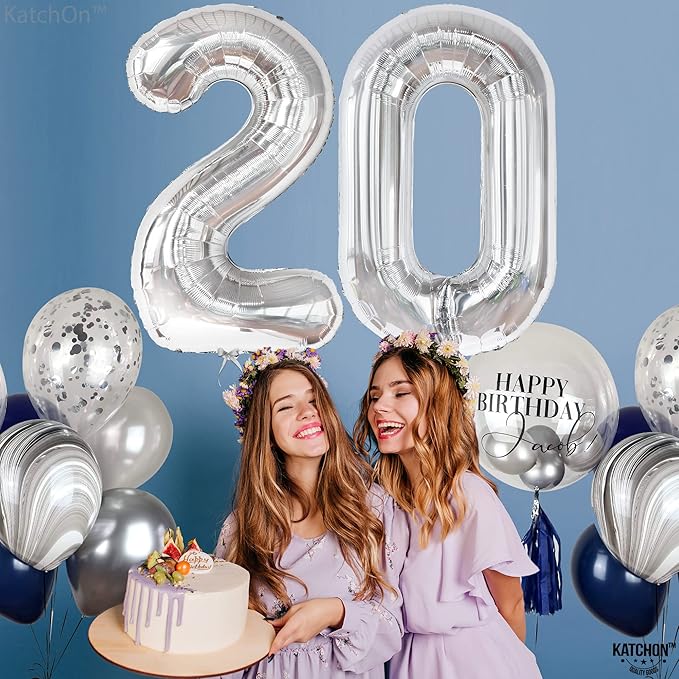 Giant, 40 Inch Silver Number 0 Balloon - Mylar 0 Number Balloon | Silver 0 Balloon for Balloons Party Decorations | 0 Number Balloon for Birthday Party, Anniversary Decorations