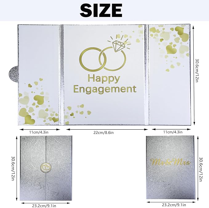 Engagement Party Decorations, Happy Engagement Guest Book Alternative, Large Engagement Card Engagement Gifts for Couple, Engagement Signature Book Engagement Decorations Party Supplies (White)