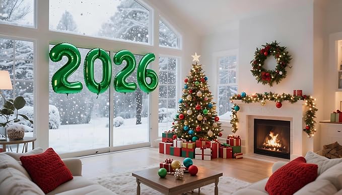 40 Inch Dark Green Balloons 2026, New Years Eve Decorations Foil Balloons 2026 Set, Green Class of 2026 Balloons Party Supplies