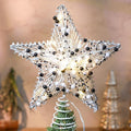 Black and White Christmas Tree Topper 8.3" Star Tree Topper Lighted Christmas Decor 3D Star Treetop LED Battery Light Spooky Xmas Ornament for Holiday Party Nightmare Indoor Outdoor Home Decor