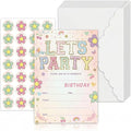 Let's Party! Birthday Invitations - Cute Flower - 20Pcs Double-Sided Fill- In Invitation Cards & Envelopes For Boys, Girls, Birthday Party Favor & Supplies 6 x 4 Inch