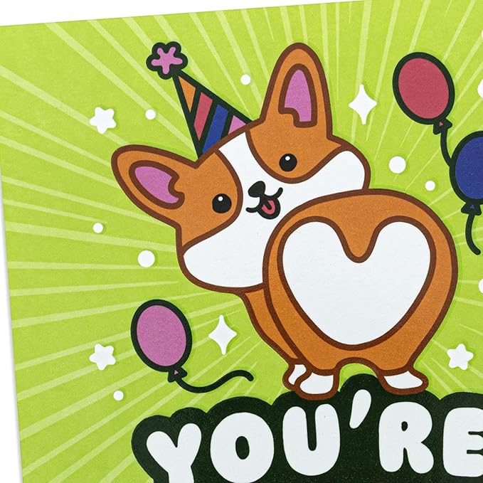 Hallmark Kids Birthday Card with Stickers (You’re Extra-Corgi-Nary) for Son, Daughter, Grandchild