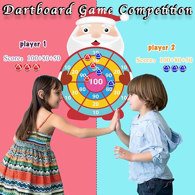 30” Christmas Games Toys Gifts for Kids, Large Santa Claus Dart Board Game, Christmas Party Supplies Indoor Outdoor Decor, Xmas Birthday Gifts for Boys Girls, Kids Party Favors Stocking Stuffers