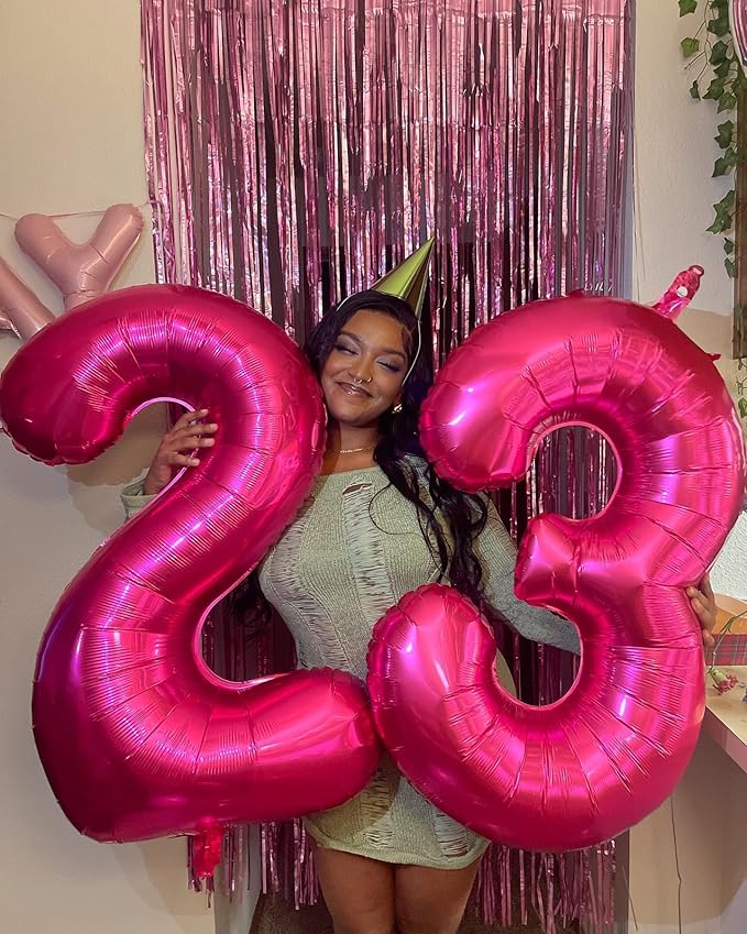 Hot Pink 3 Balloon, Number Balloons 40 Inch, 3rd Birthday Decorations for Kids Girls Women Party Supplies for Party Decorations, Number 3 Balloon