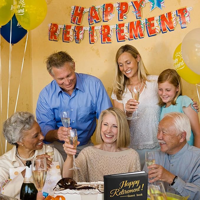Ctosree Retirement Guest Book with Signature Pen Retirement Party Gift Supplies for Women Men Office Colleague Advice and Wishes Decorations(Classic)