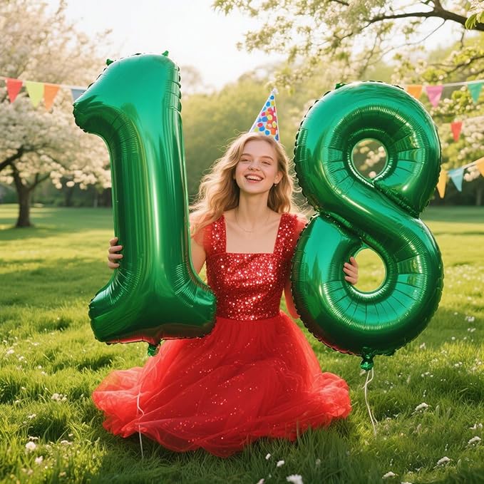 40 Inch Balloon Green 1 Number Balloons Giant Jumbo Number 1 Foil Mylar Balloons for Boys Girls 1st Birthday Party Supplies 10 11 21 100 Anniversary Events Decorations