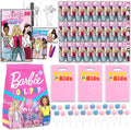 Barbie Party Favors Bundle - 24 Pack with Mini Coloring Activity Book, Goodie Bags, 50 Individually Wrapped Lollipop Suckers | Halloween Supplies