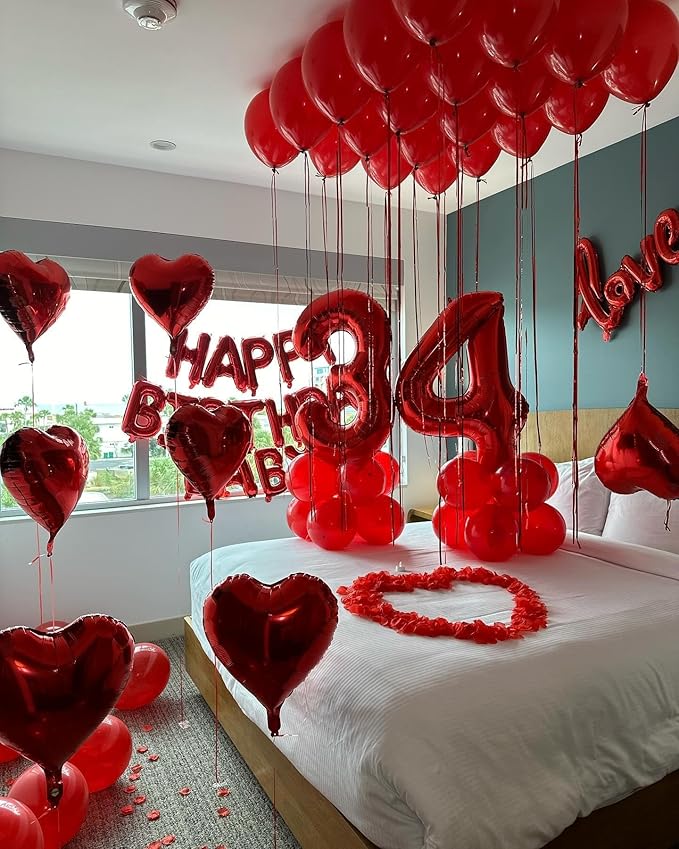 Red 8 Balloon, Number Balloon 40 Inch, Red Birthday Decorations, 8 18 28 38 80 Birthday Balloons, 8th Party Supplies, Number 8 Balloon