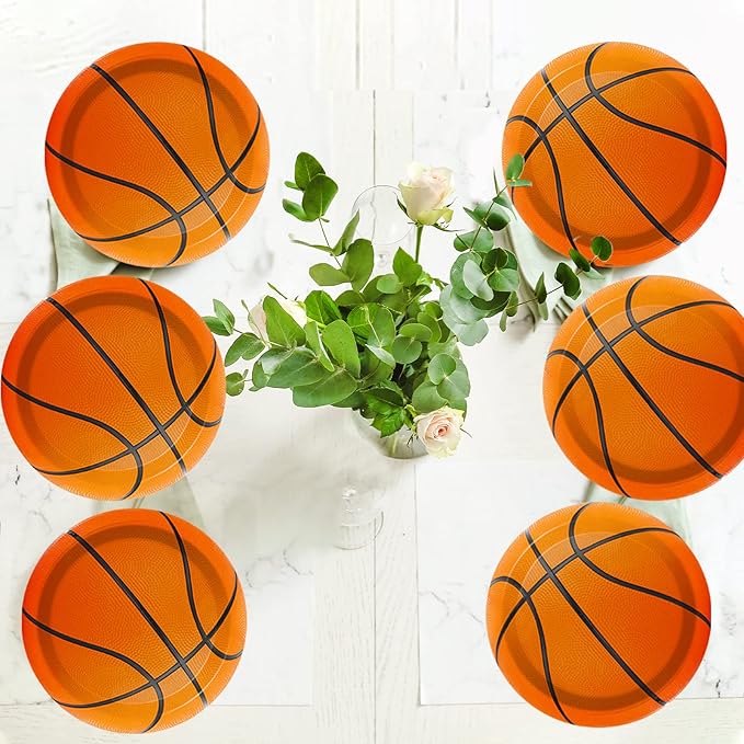 Wiooffen 48 Pcs Basketball Party Plates 7inch Birthday Party Disposable Paper Dessert Plates Supplies Decorations Basketball Theme Plates Tableware for Birthday Baby Shower