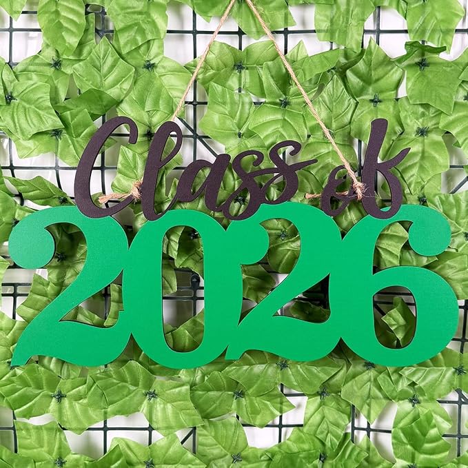 Class of 2026 Decorations Graduation Decorations 2026 Senior Photo Props Green Graduate Wooden Sign for Graduation Party Decorations
