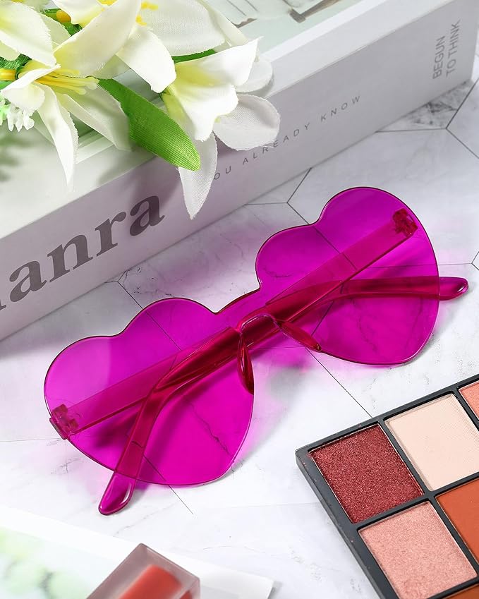 Frienda 20 Pairs Heart Shaped Sunglasses Rimless Candy Color Glasses for Women Men Party Favor